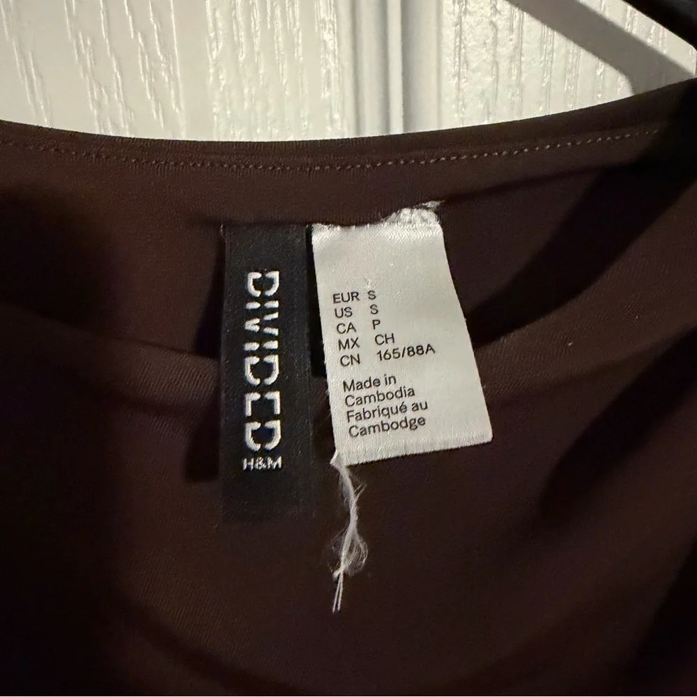 H&M Brown Sleeveless Draped-Back Tank Top